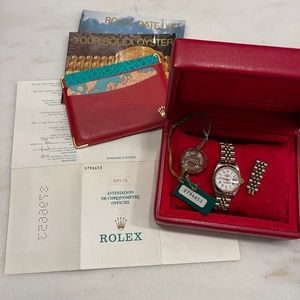 Ladies Rolex Two-Tone 18K/SS Datejust White Diamond Roman 69173